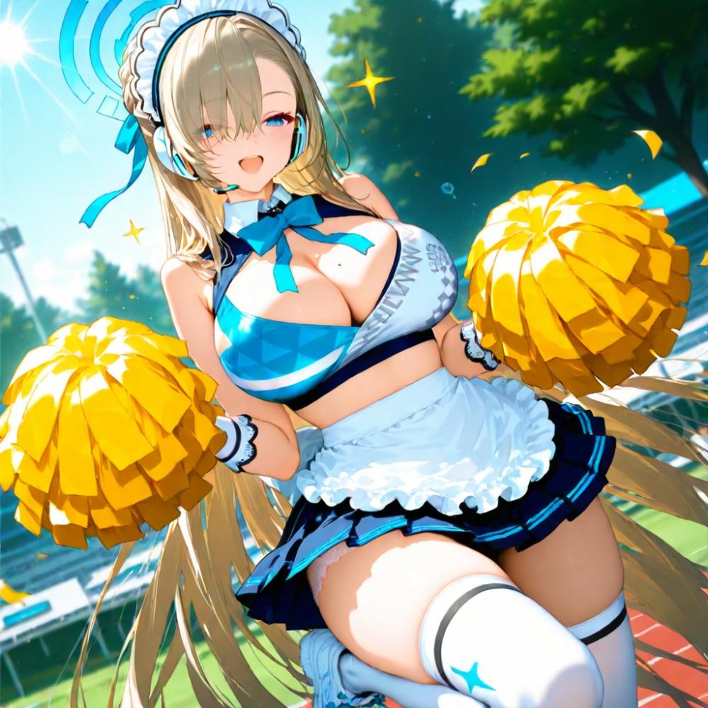 ノースリーブチアリーダーメイドコスプレ人妻達 | の人気AIイラスト・グラビア