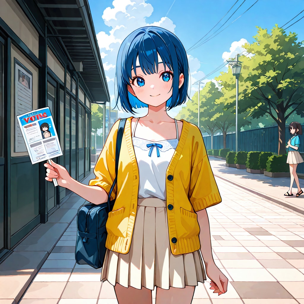 レモンイエローのカーディガン