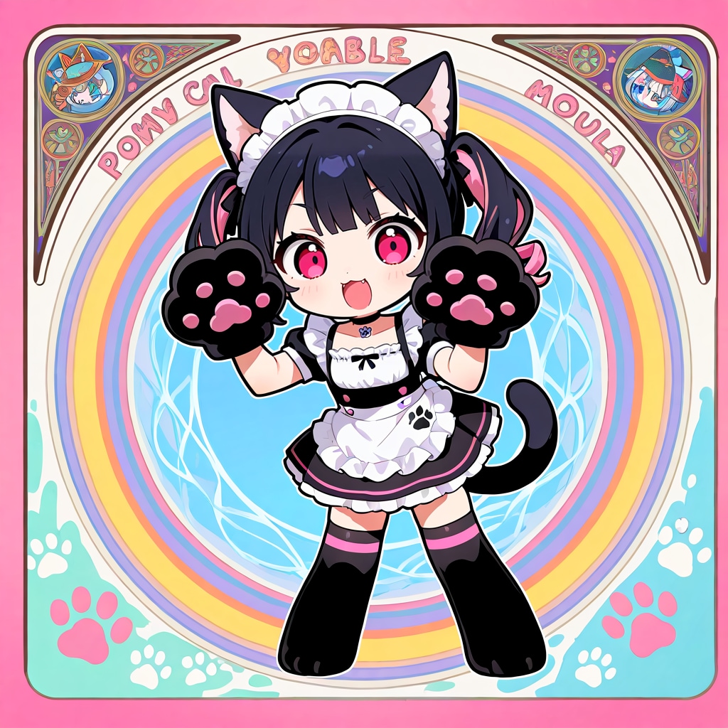 ブラック＆ピンクにゃんこグミ付属シール