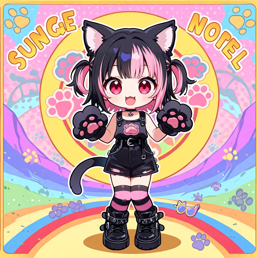 ブラック＆ピンクにゃんこグミ付属シール