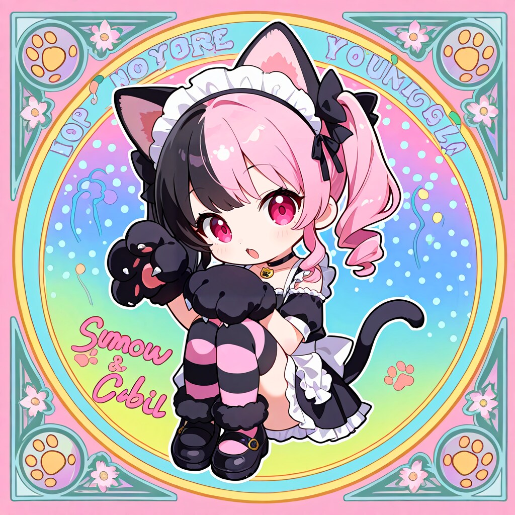 ブラック＆ピンクにゃんこグミ付属シール