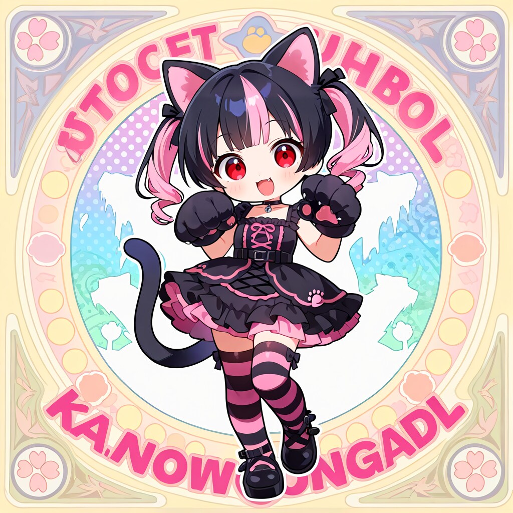 ブラック＆ピンクにゃんこグミ付属シール