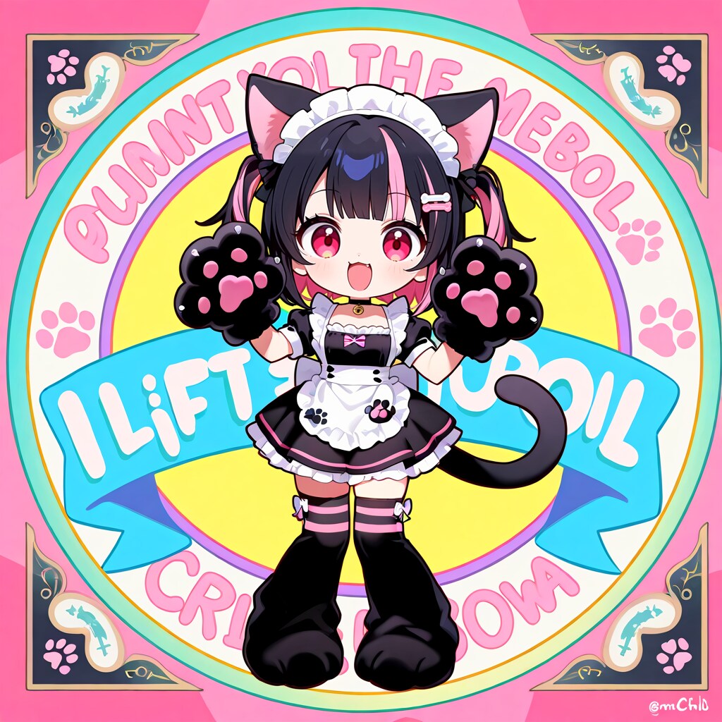 ブラック＆ピンクにゃんこグミ付属シール