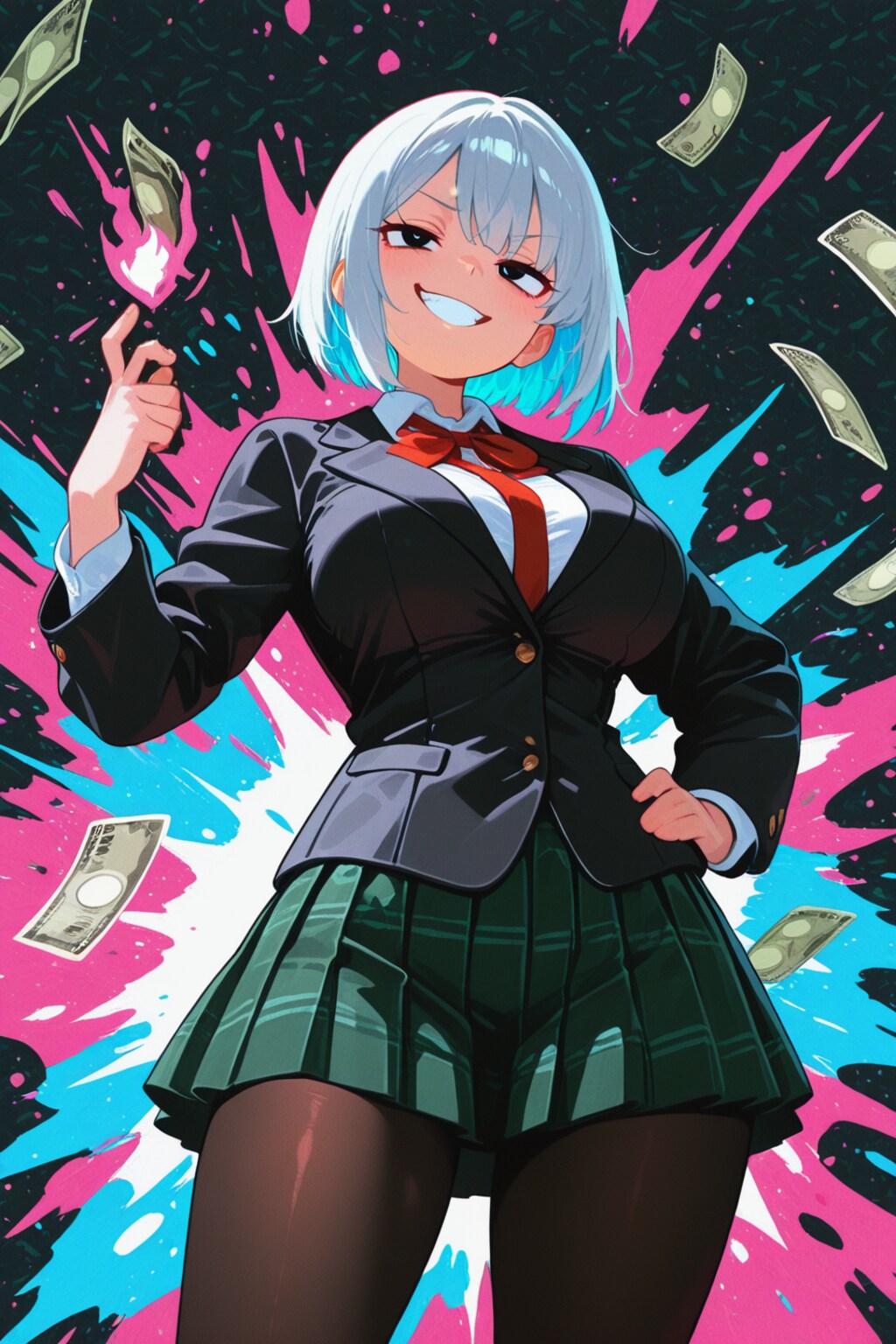 札束が舞えば表情も冴える