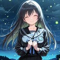 セーラー服と田舎道のホタル 2枚目