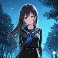 セーラー服と田舎道のホタル 4枚目