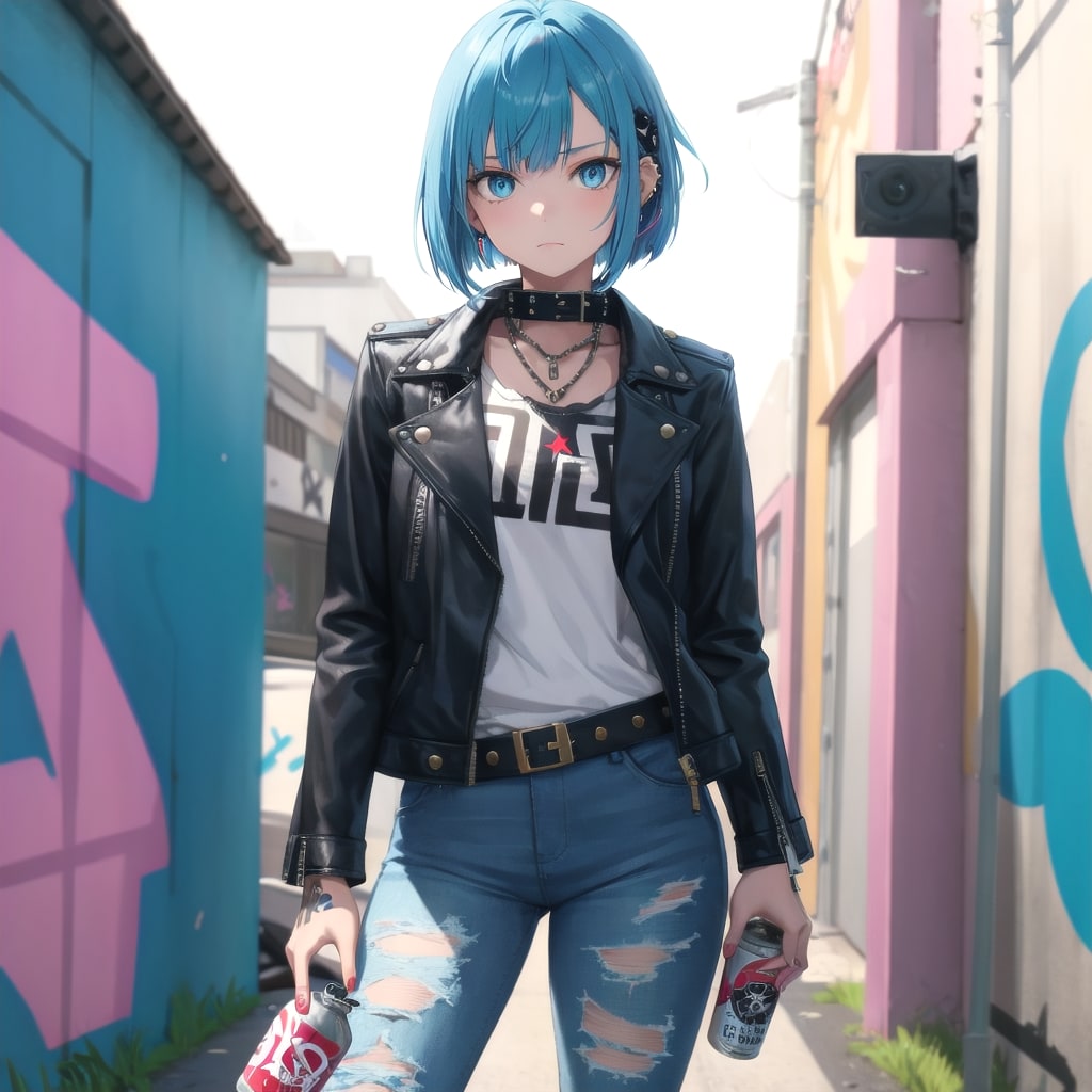 パンクスタイルの不良少女