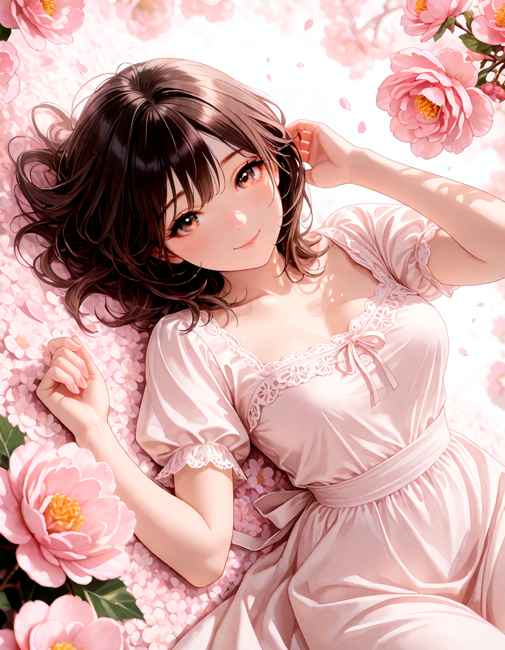 花に囲まれて