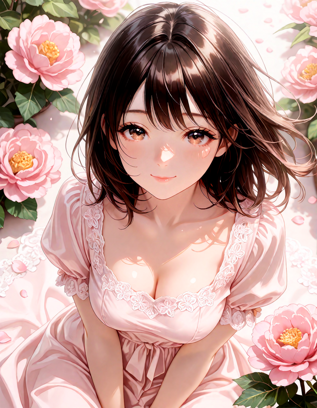 花に囲まれて