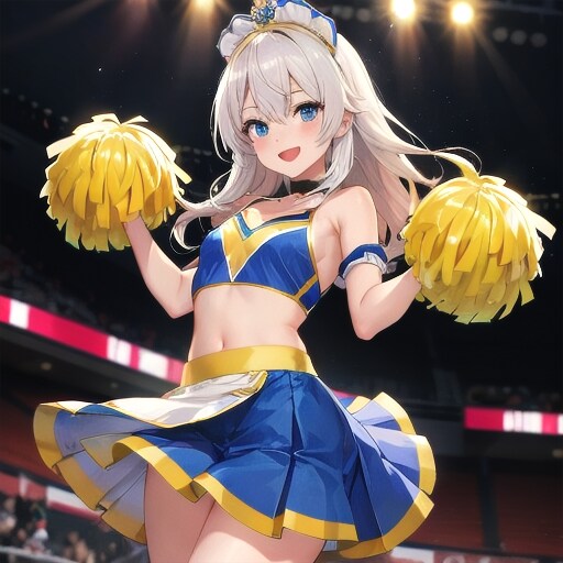 銀髪ロングでチアガールの少女４ | の人気AIイラスト・グラビア