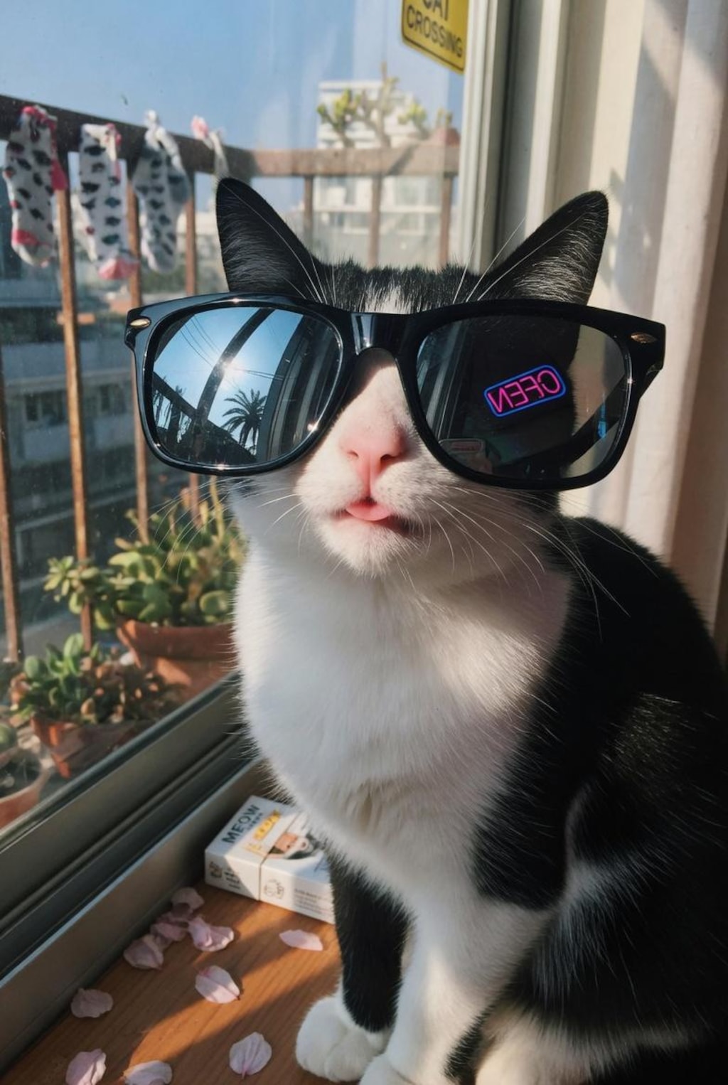 サングラスかけた猫