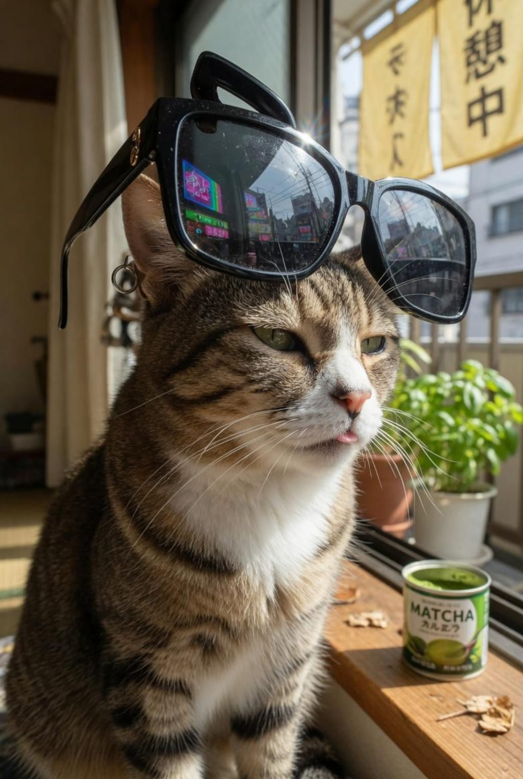 サングラスかけた猫