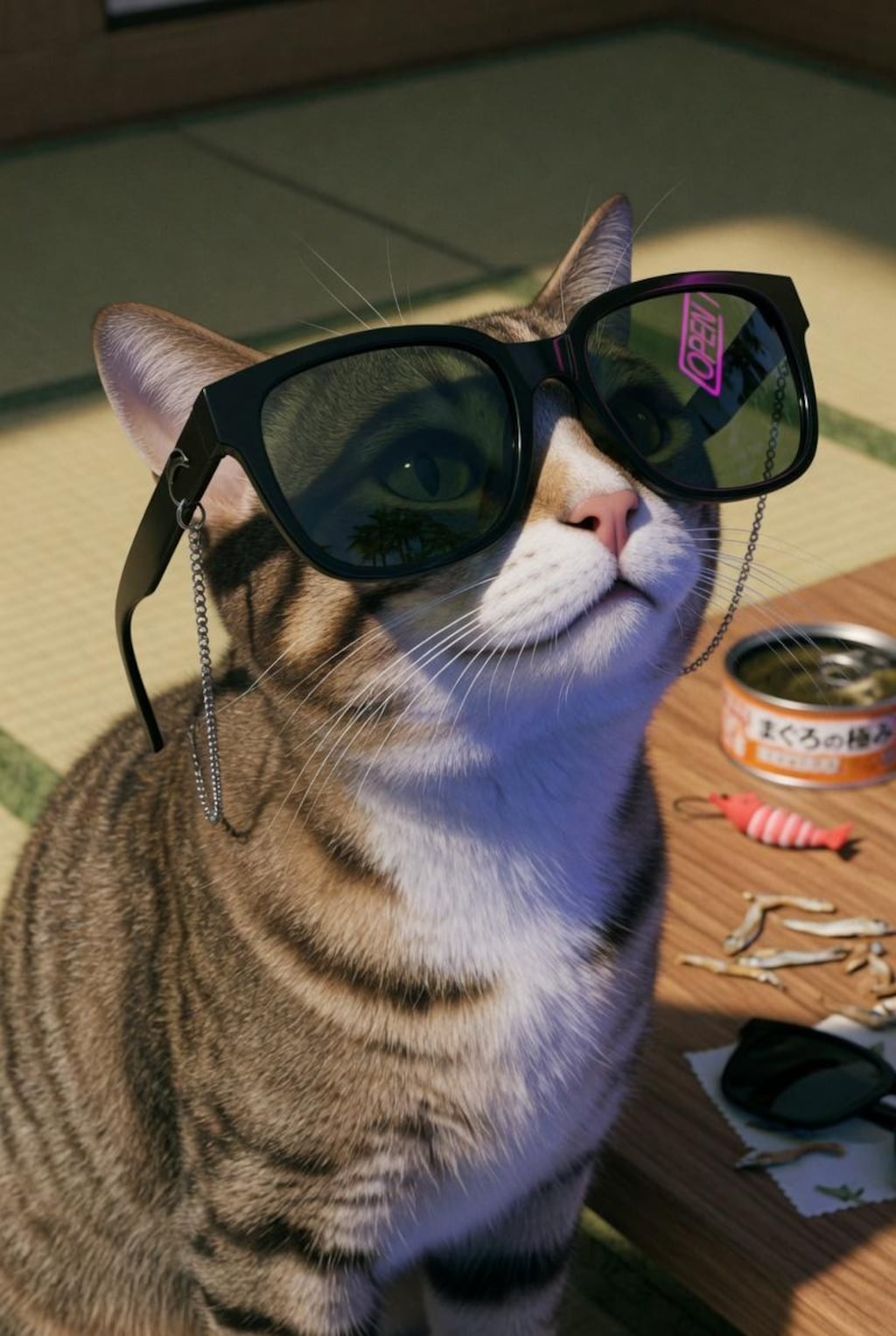 サングラスかけた猫
