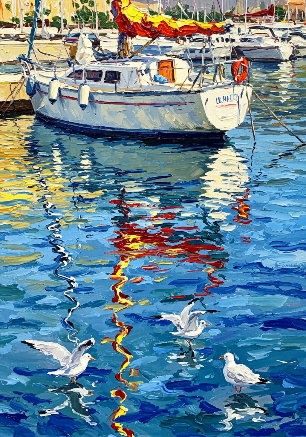 ヨットハーバーとカモメ