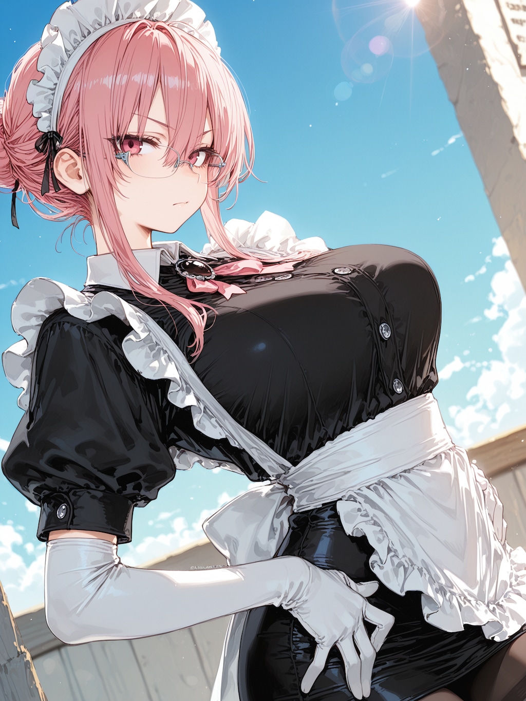 眼鏡おっぱいメイド