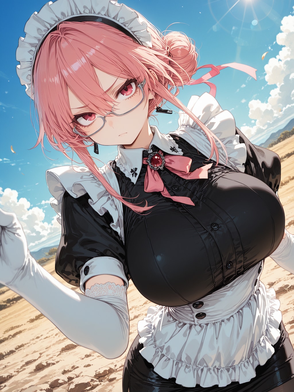 眼鏡おっぱいメイド