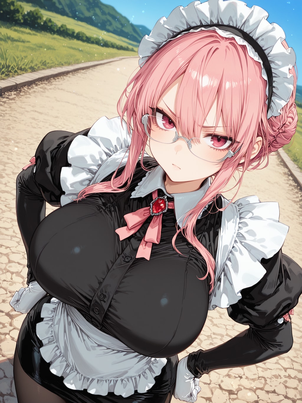 眼鏡おっぱいメイド