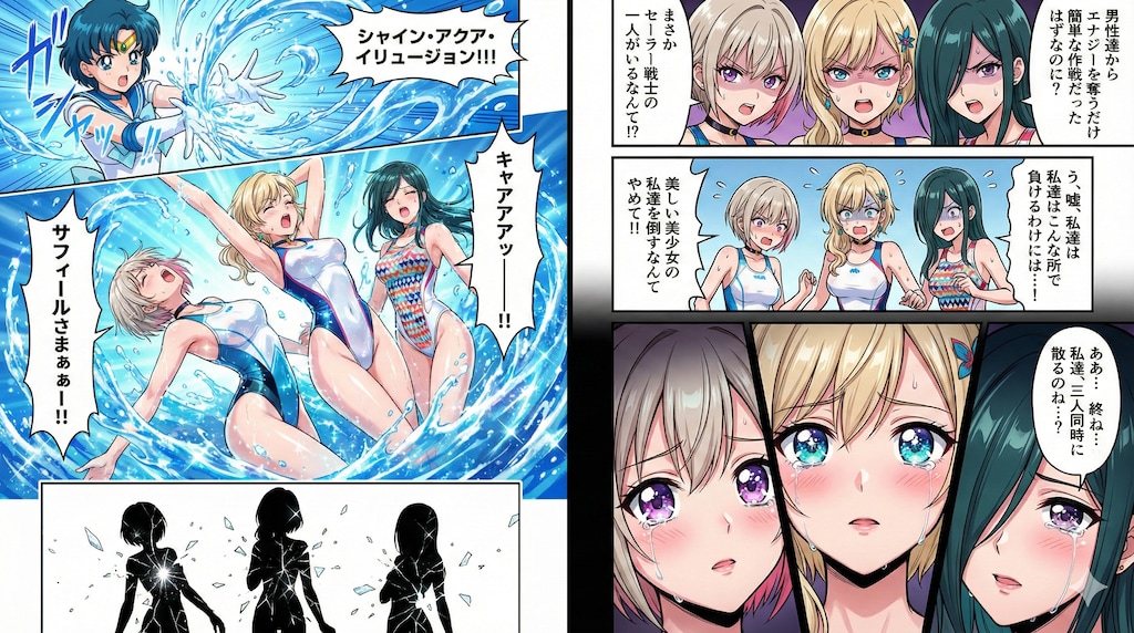 最後は愛おしい幹部の名を叫び！マーキュリーに敗れ去る💦人口生命体美少女達（ドロイド）💦・・（Gemini3Pro漫画）