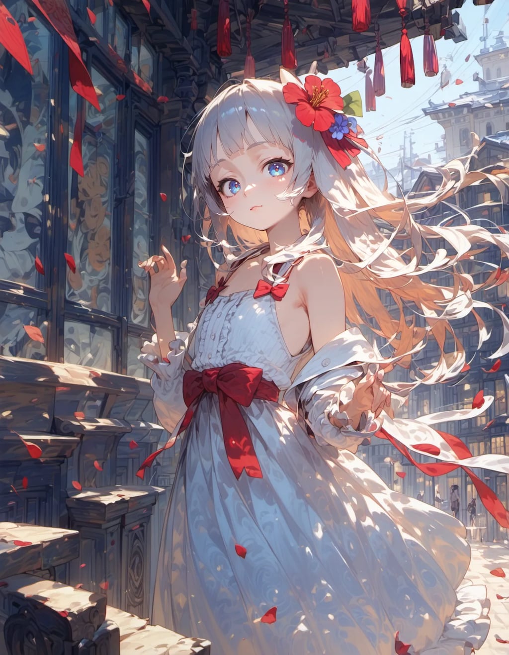 Crimson Petals on Cobblestone