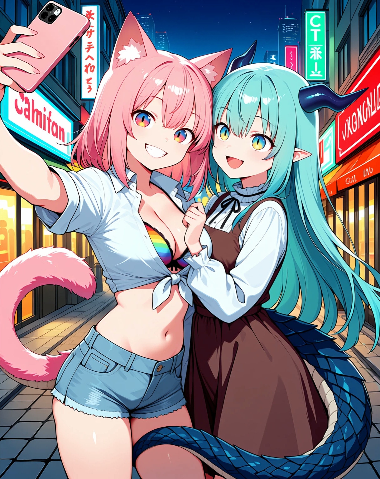 仲良し自撮り＠夜の繁華街