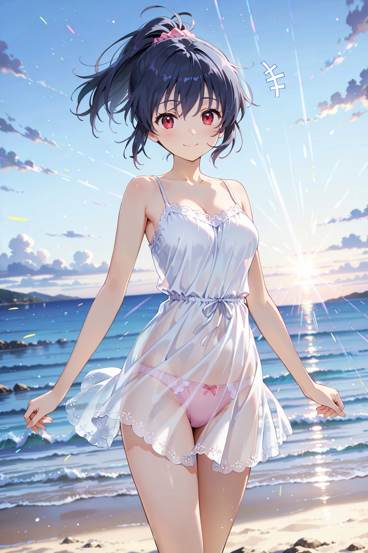 ビーチでぱんつが透けている服での撮影会 Z121
