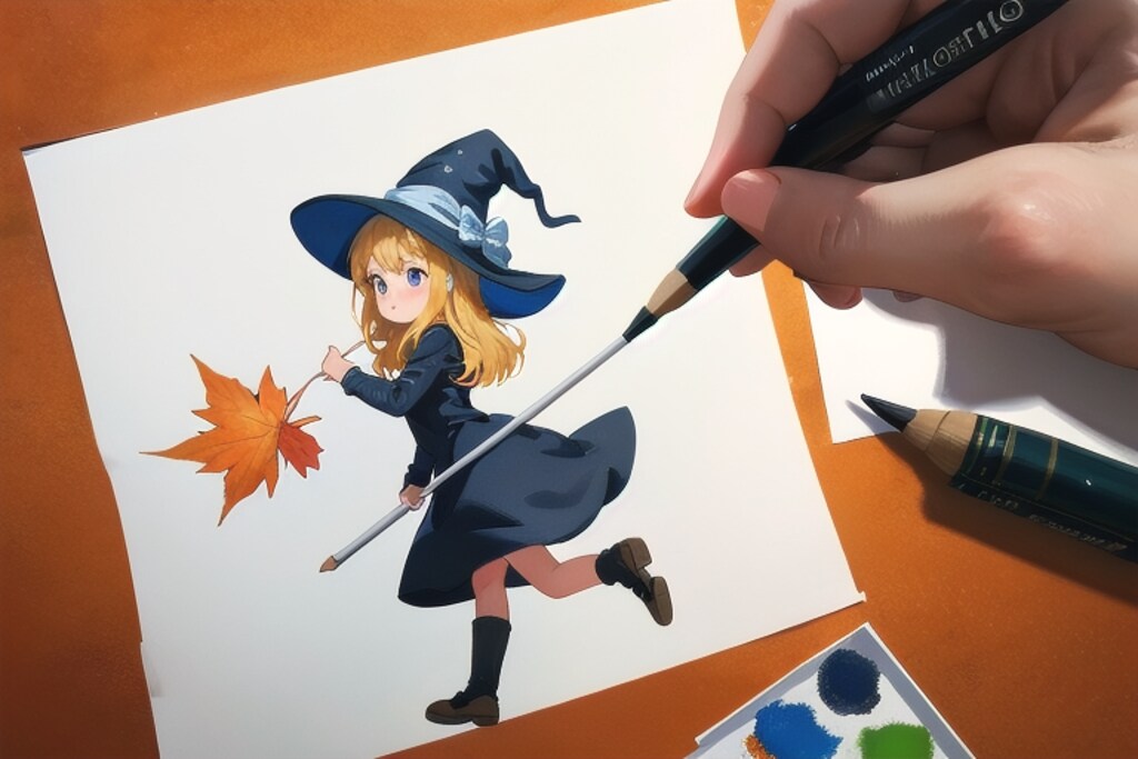 芸術の秋の魔女を描いてもらった