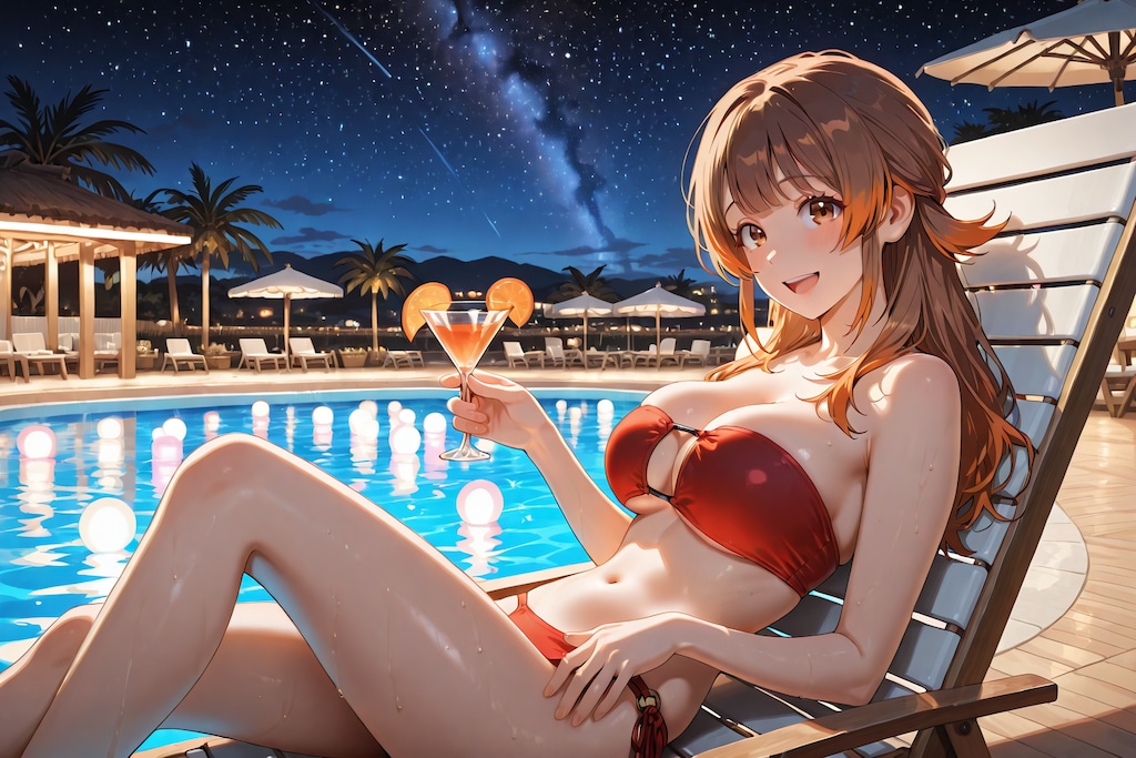 ナイトプールでゆったりと