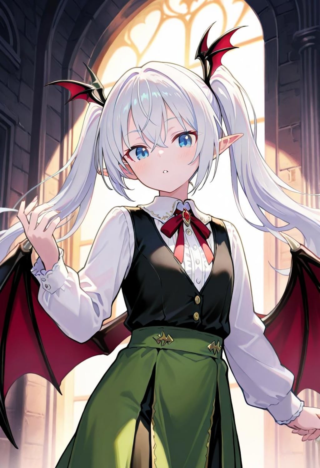 白髪ツインテエルフ