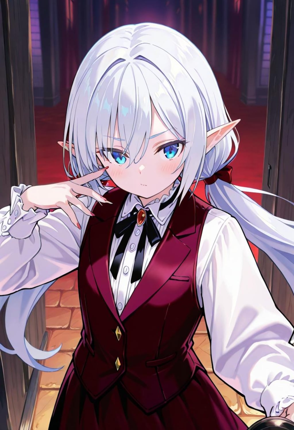 白髪ツインテエルフ