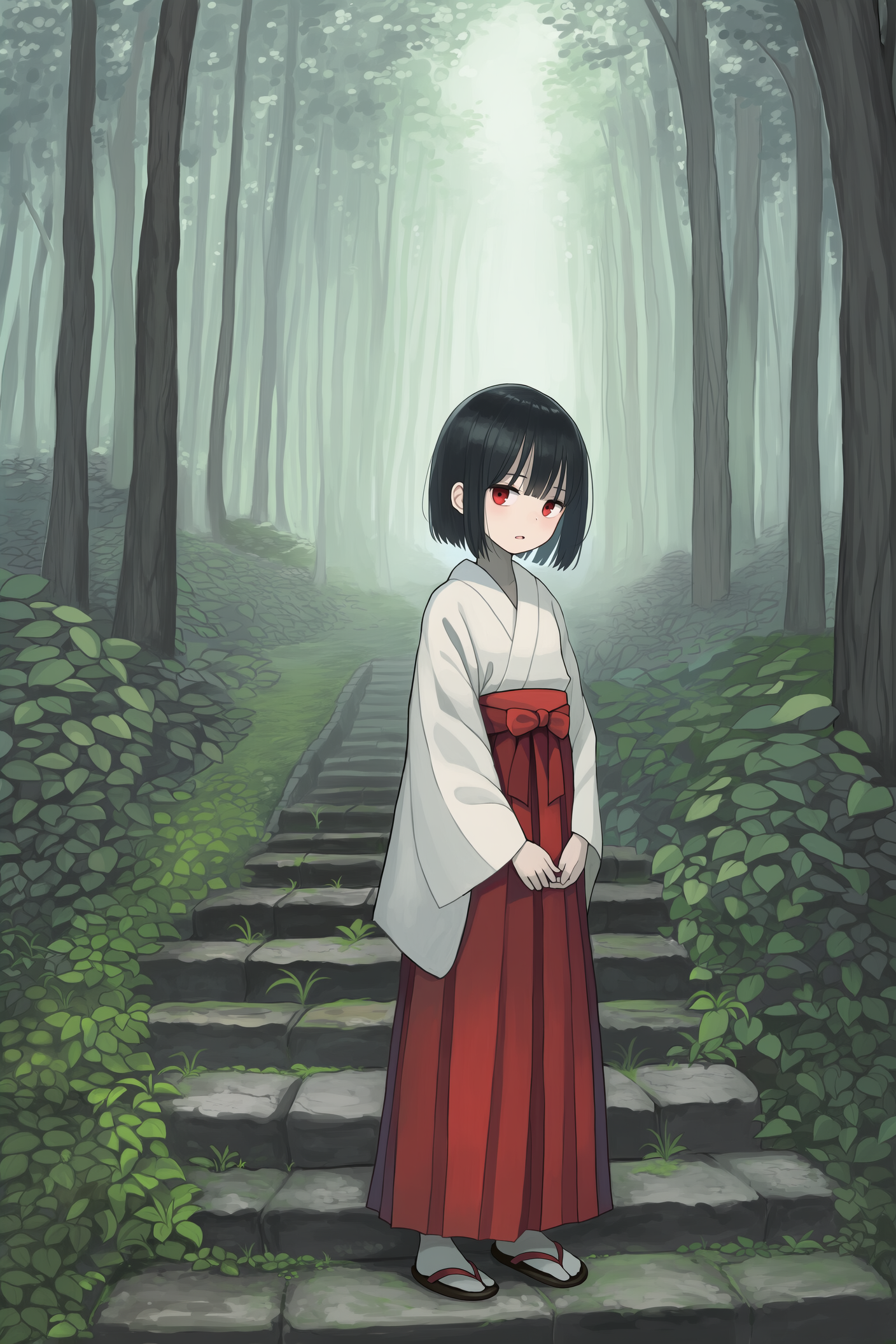 森の中の巫女さん