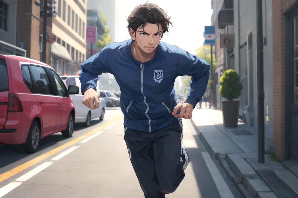 逃げる男