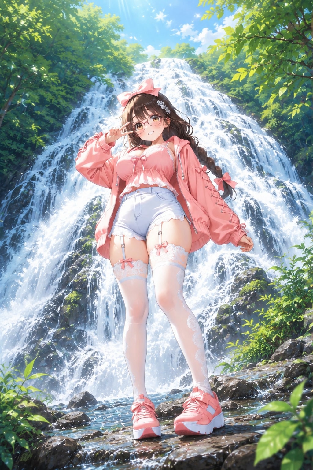 滝と足湯