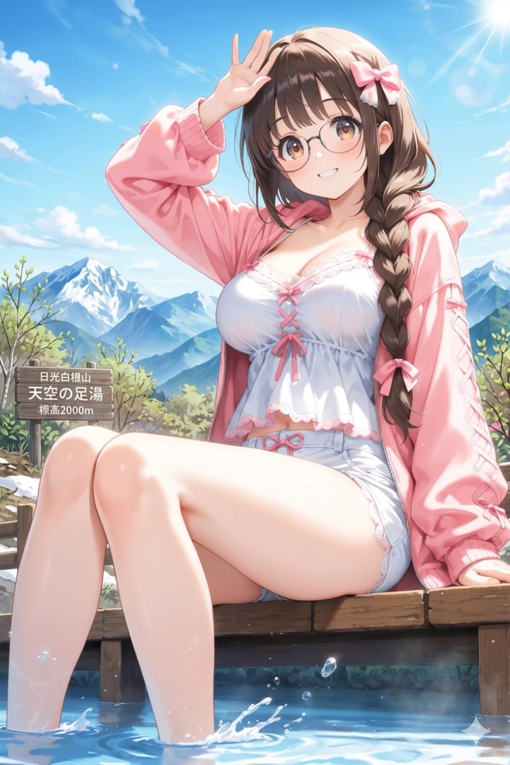 滝と足湯