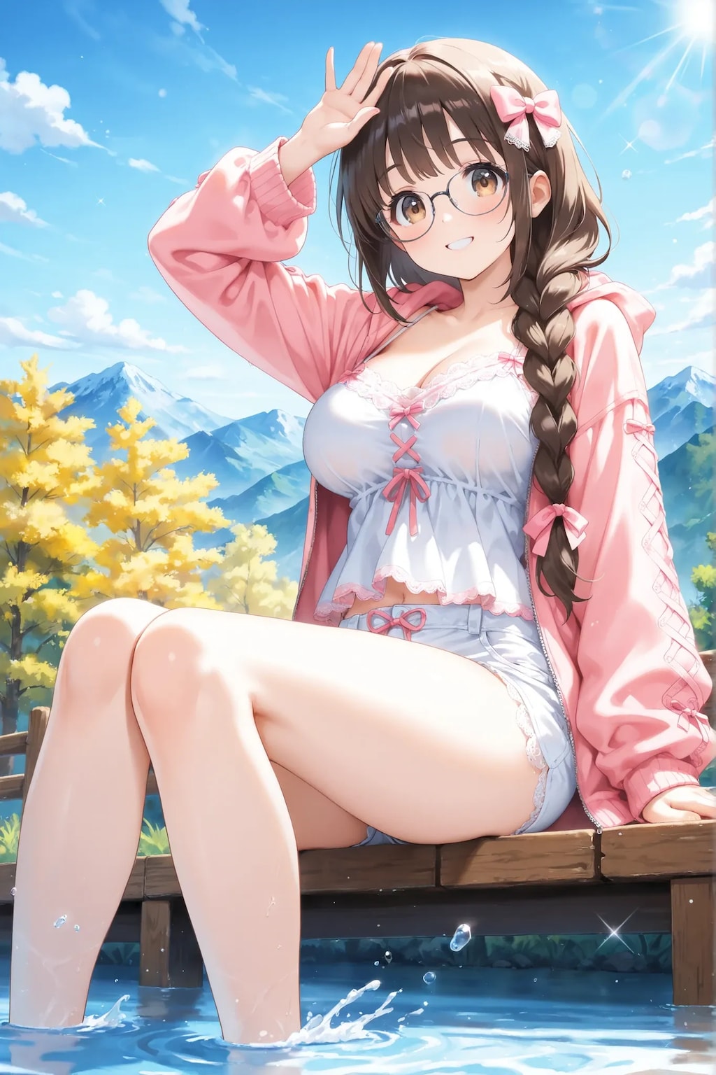 滝と足湯