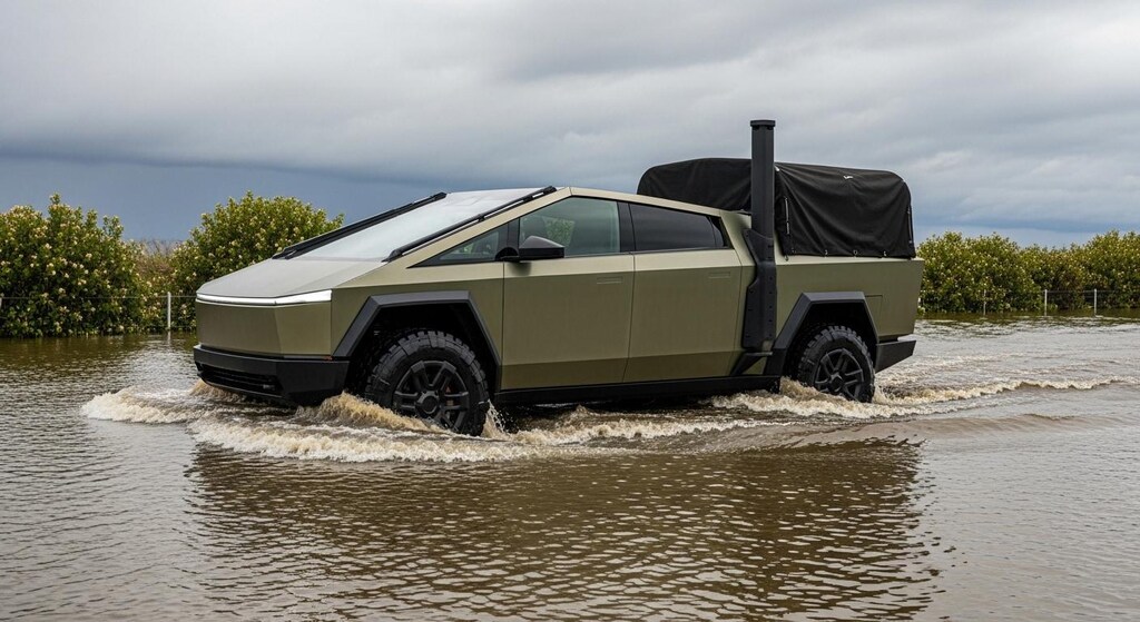 テスラサイバートラック川渡り