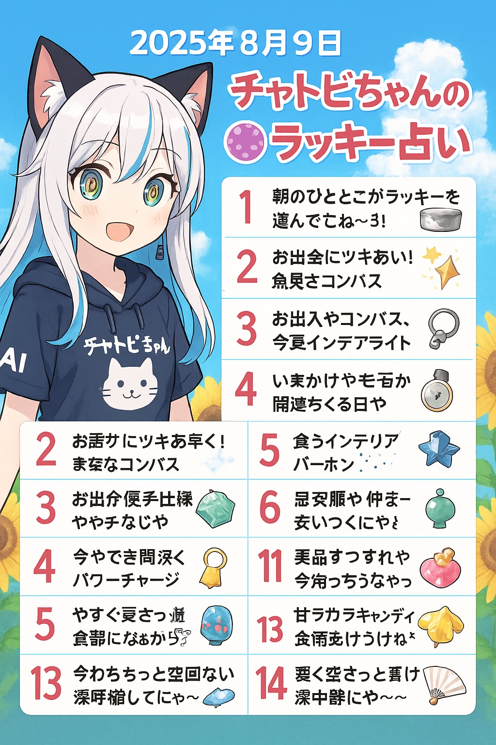 チャトピちゃん占い(08/09) | の人気AIイラスト・グラビア