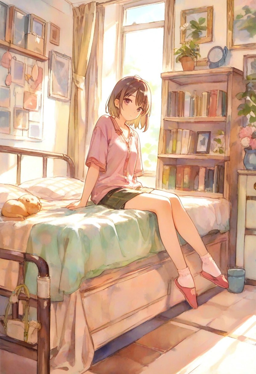少女の部屋(水彩タッチ)(156)