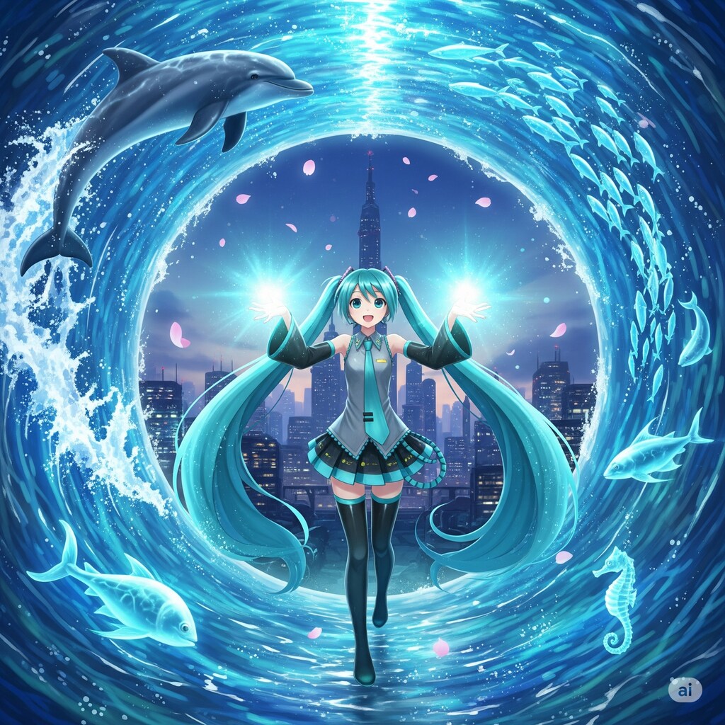 水魔法を使うミクさん