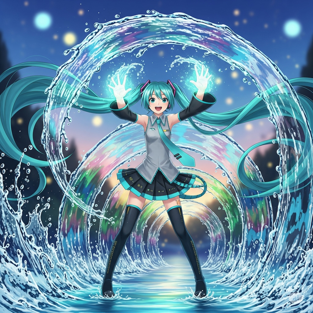 水魔法を使うミクさん