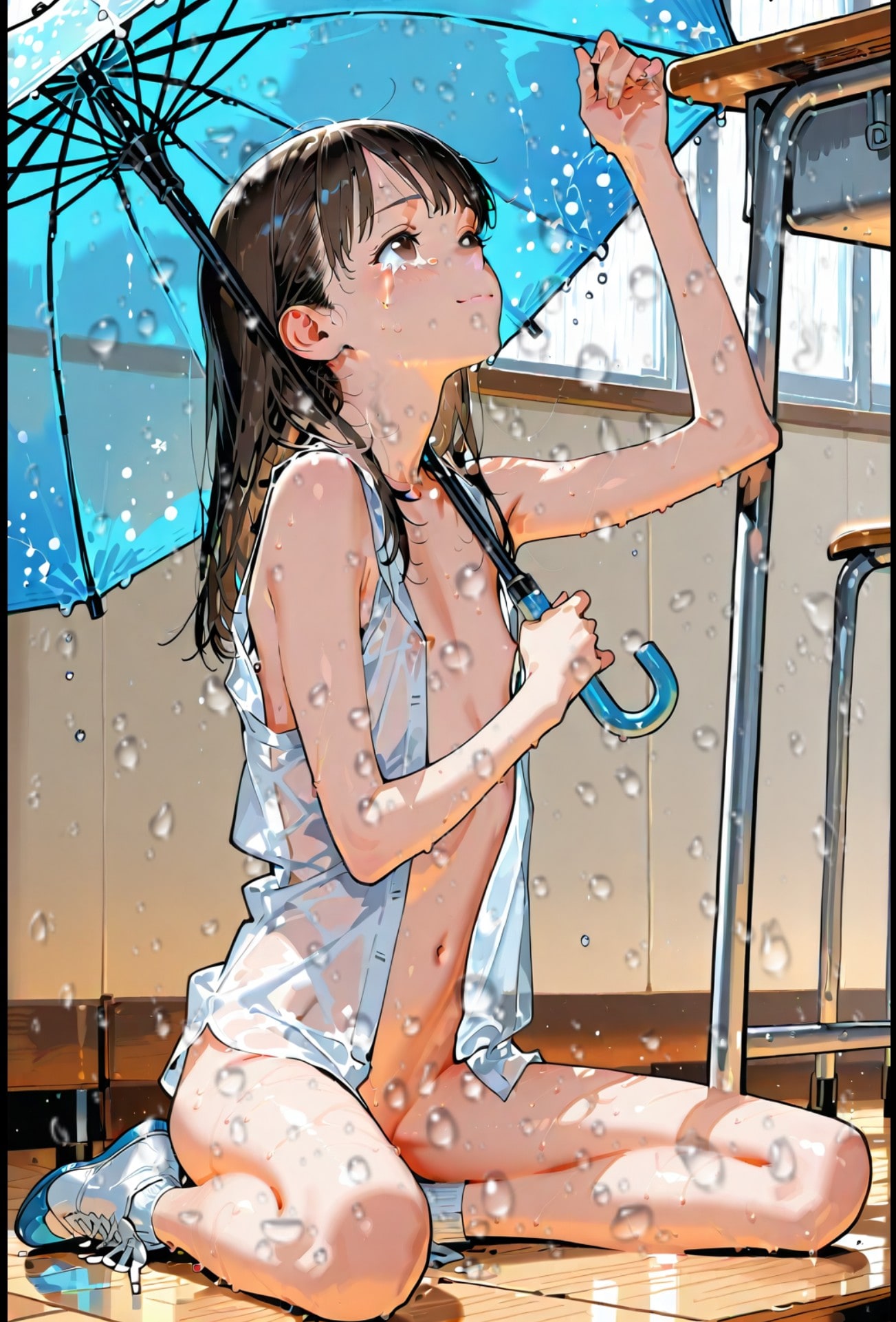 ヌードデッサン"雨傘と少女"（羽無垢舎ヌーディスト女子大学美術部）③