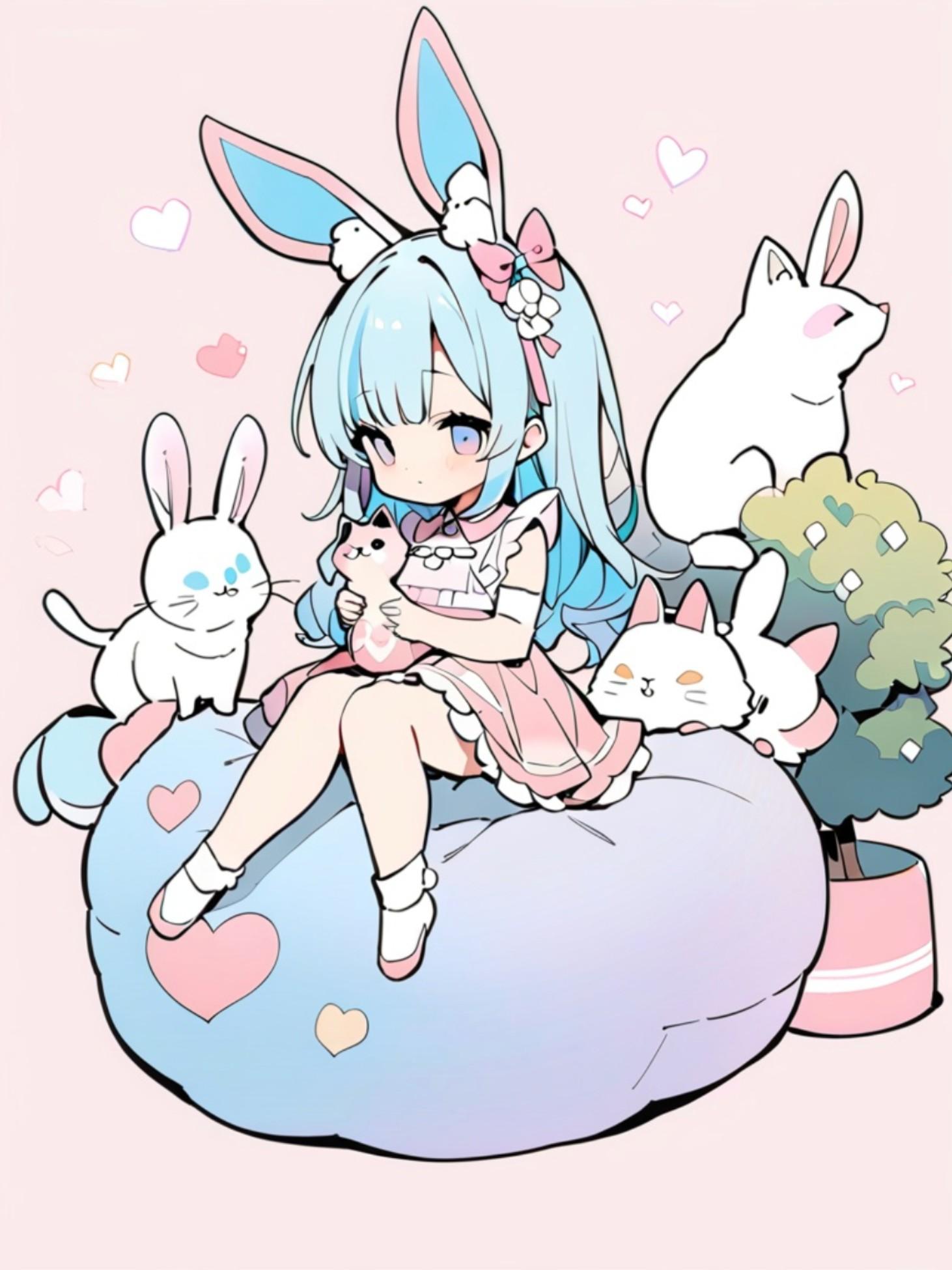 🐰の水色髪ちゃん