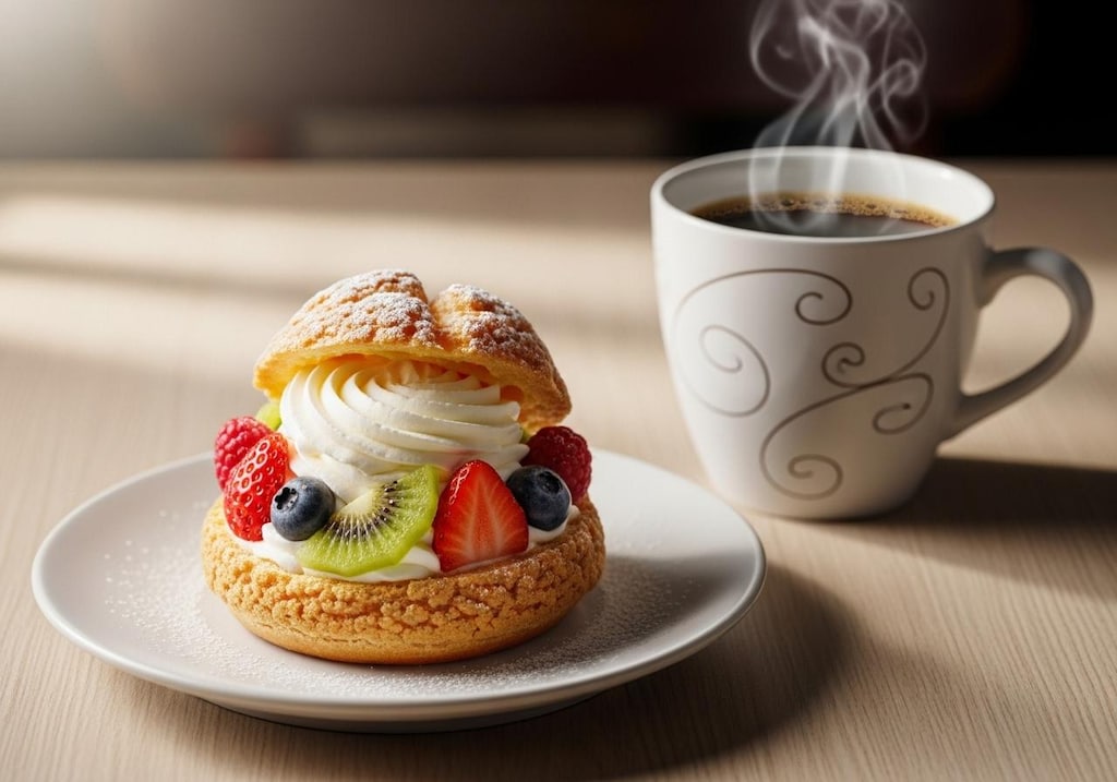 デザートのフルーツシュークリーム