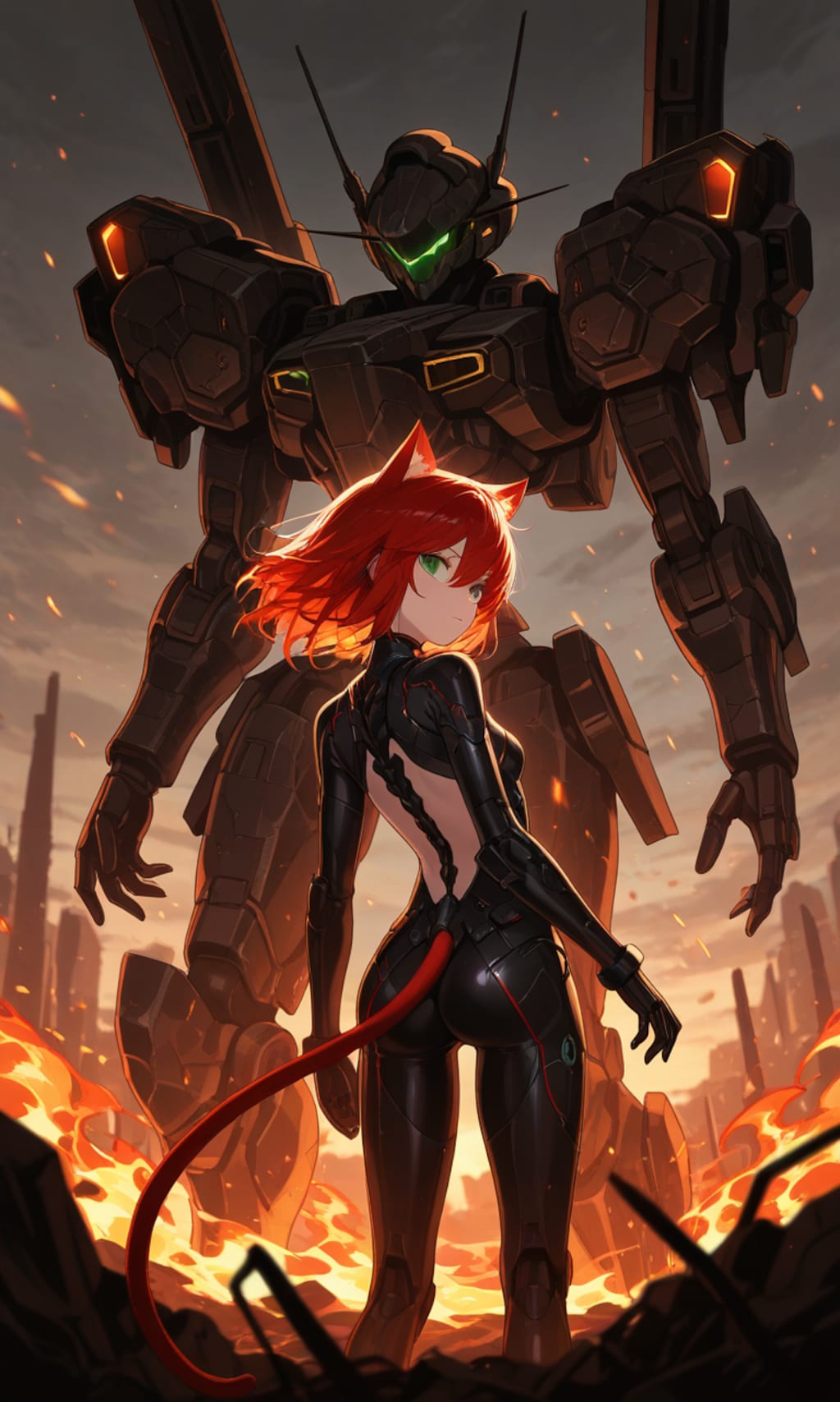 猫耳少女と巨大ロボット