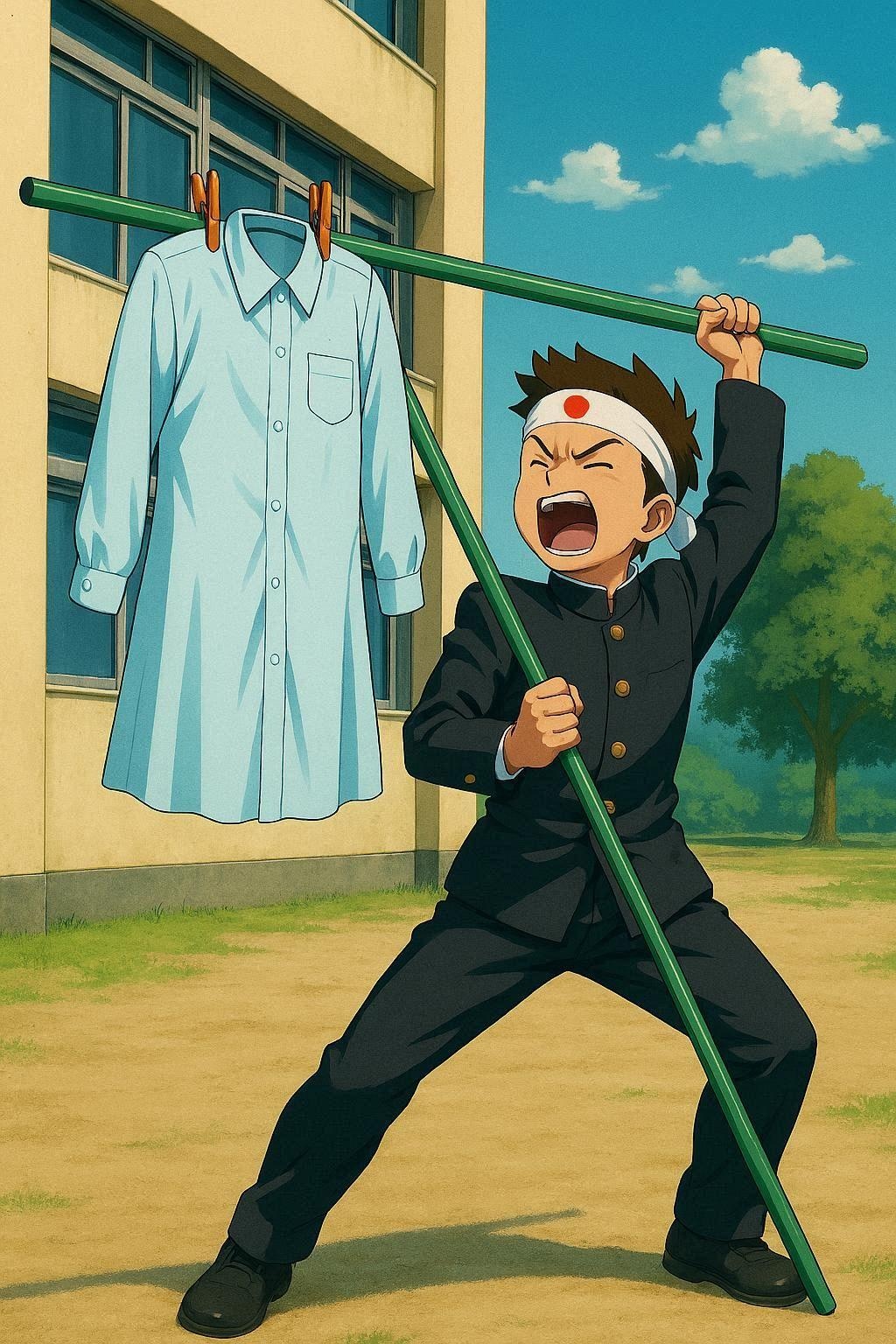 生乾き対策を応援する応援団の絵