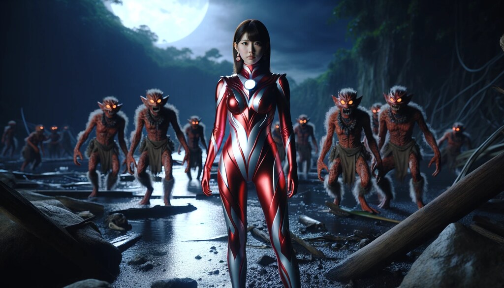 クリチャーと対峙するウルトラレディ・マリナ