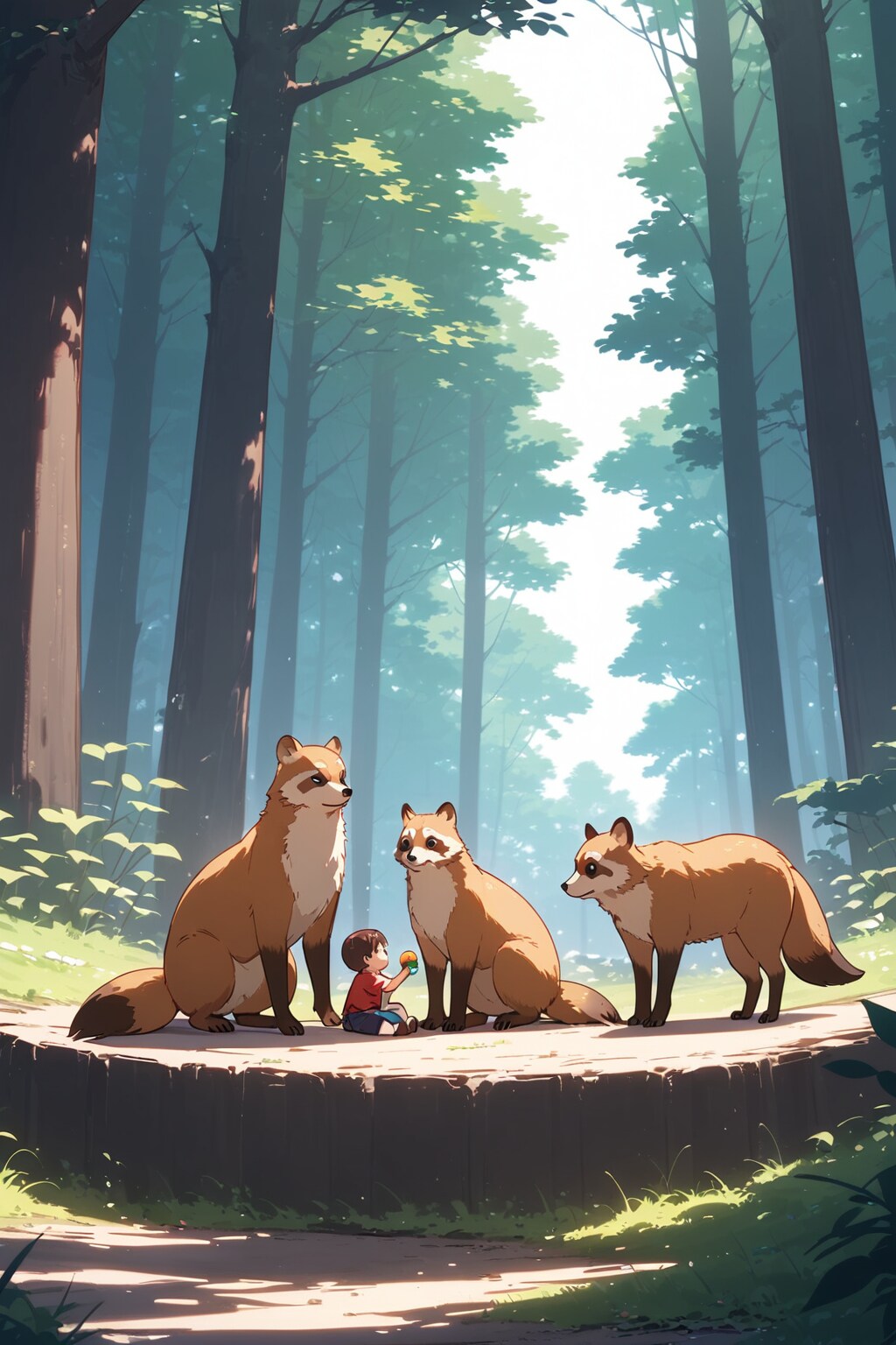 相談するキツネ、気にしない幼児 | の人気AIイラスト・グラビア