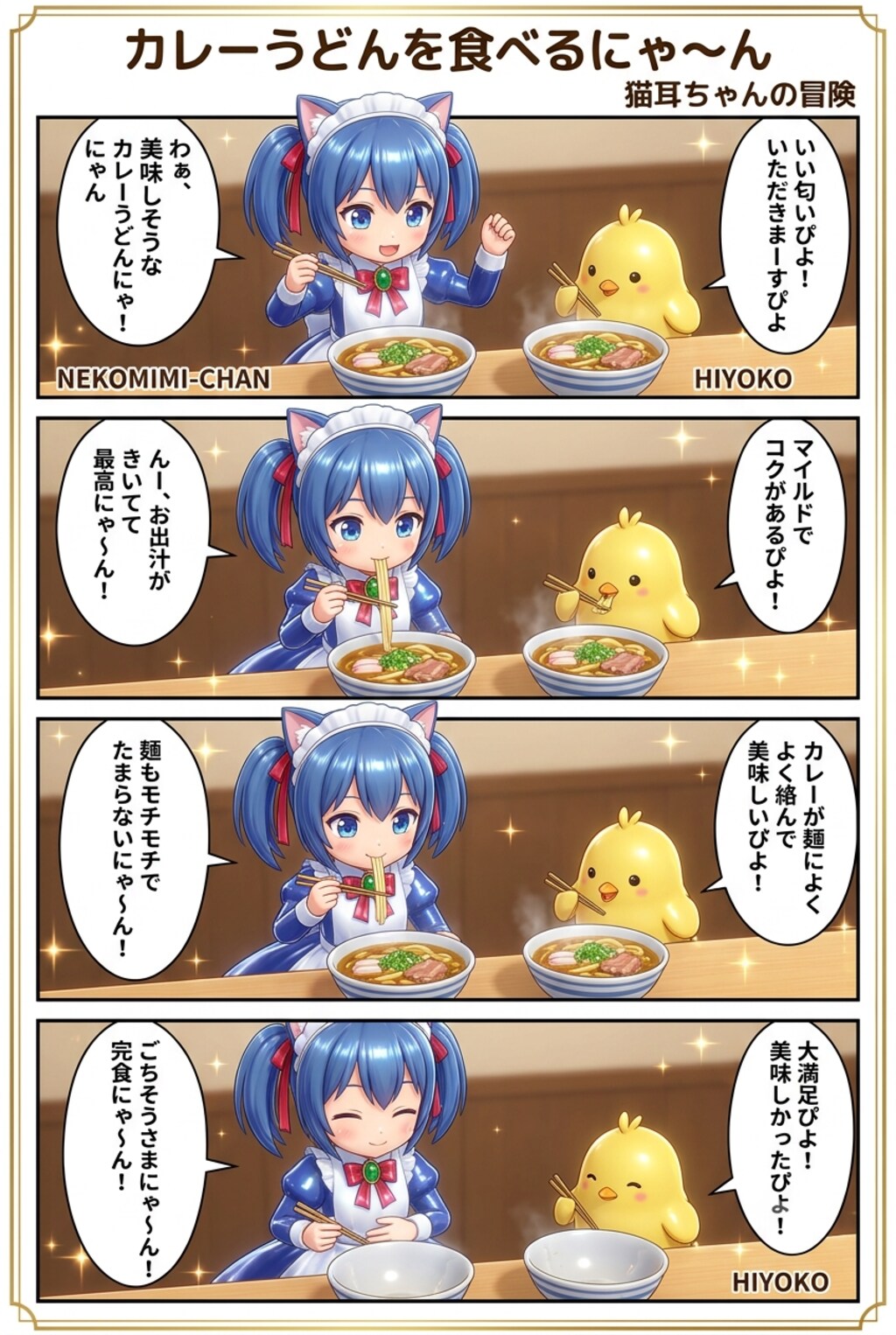 カレーうどんを食べるにゃ〜ん