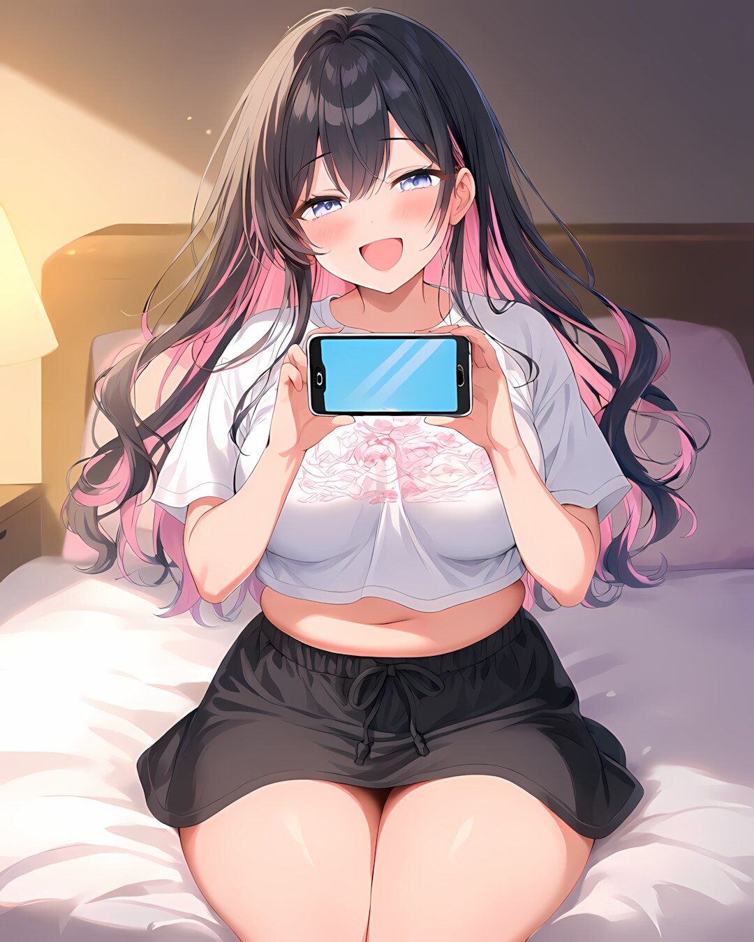ベッドの上でスマホタイム📱リナちゃん