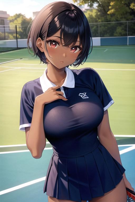 褐色ショートヘア娘withテニスウェア