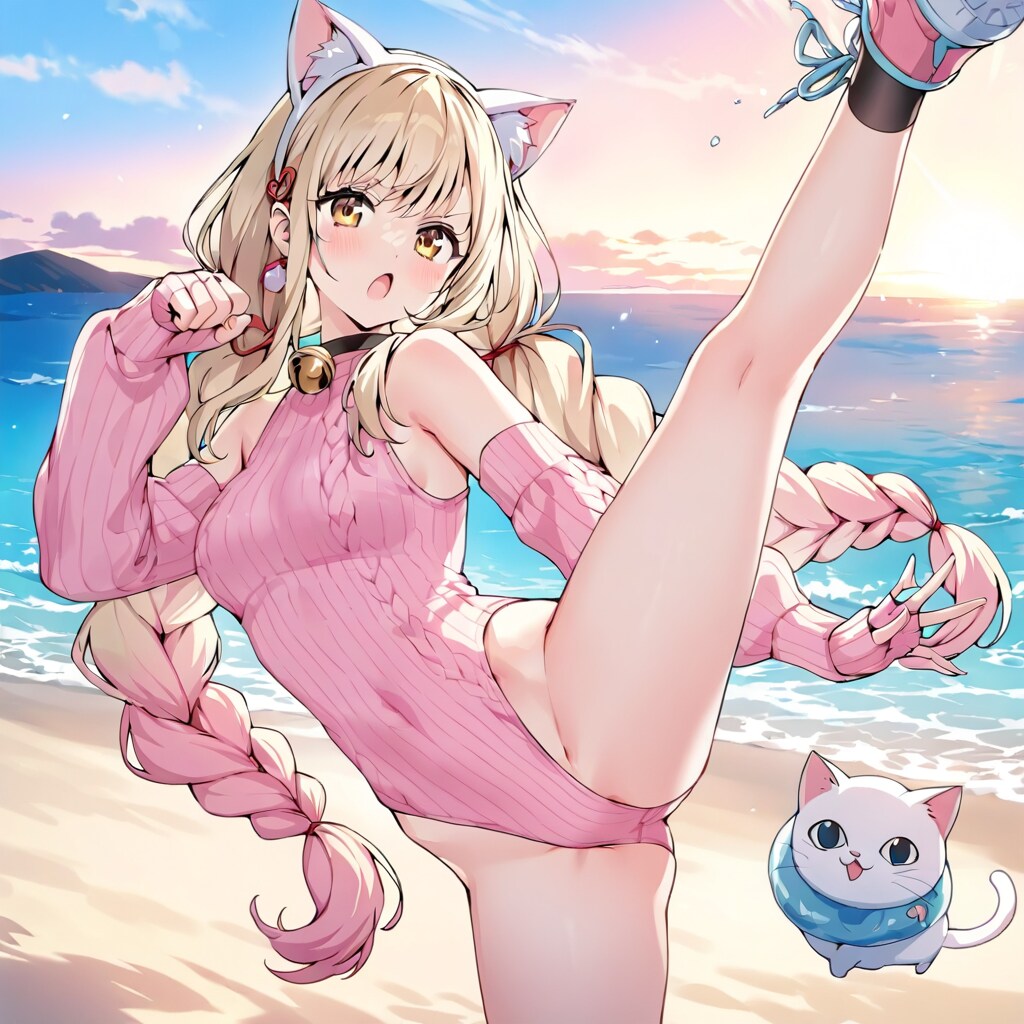 猫耳でハイレグキック！